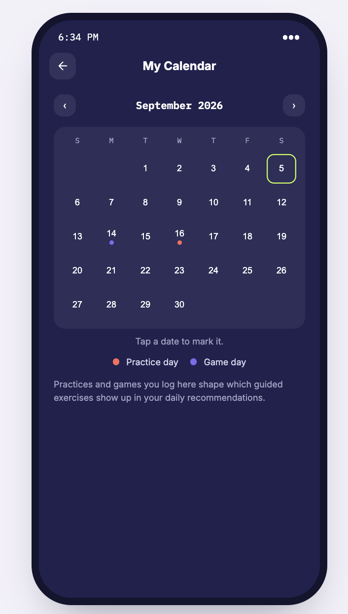 A booking screen showing a calendar of available appointment slots with a mental health professional.